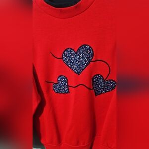 Vintage Womens Rose Ann OG Red Flower Hearts sweatshirt size M